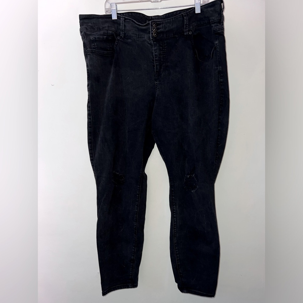 Torrid brand black, ripped skinny jeans. Size 24R.